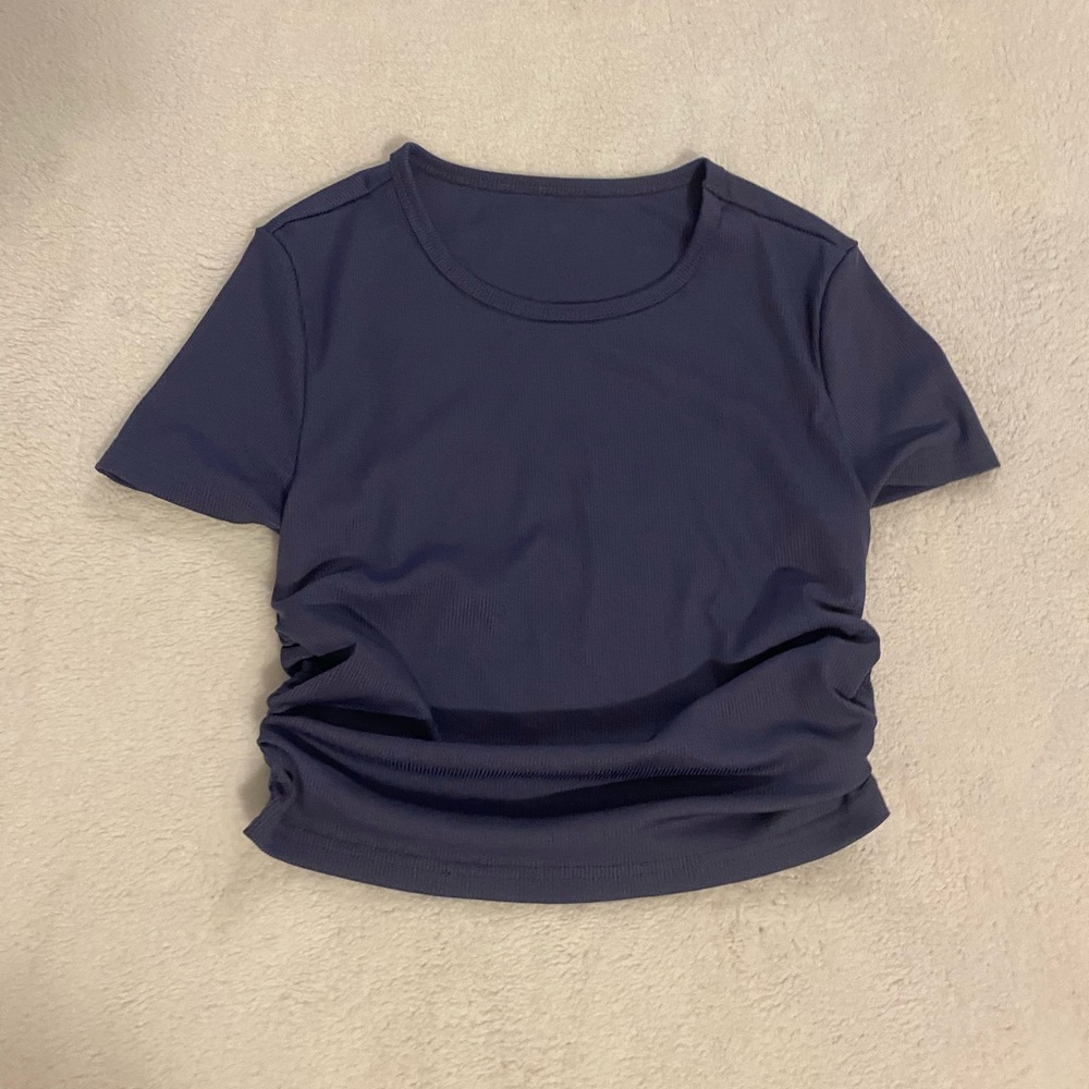 SHEIN Blue Crop Fitted Short Sleeve Tee